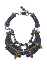 Lanvin Lime Green Crystal Black Horn Style Necklace Fall Winter 2010