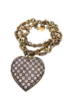 Vintage Gold and Pavé Crystal Double Chain Link Necklace