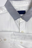 Lanvin Menswear White Button-Up Shirt with Grey Contrast Collar