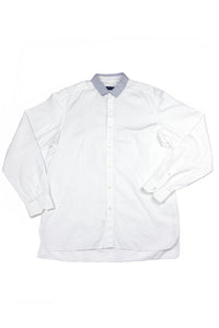 Lanvin Menswear White Button-Up Shirt with Grey Contrast Collar