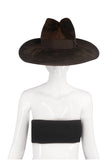 Lanvin Brown Teddy Fur Oversized Brim Fedora Hat