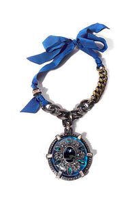 Lanvin Sapphire and Crystal Pendant Necklace Resort2013