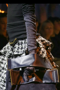 Lanvin Grey Two Tone Wool Suede Leather Long Opera Gloves Runway Fall 2014