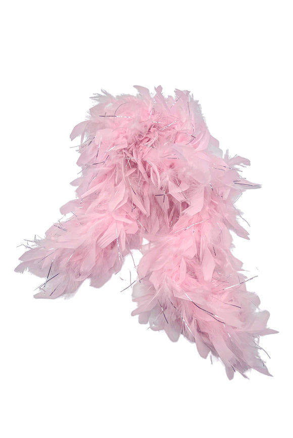 Vintage Pale Pink Feather Boa with Silver Lame from Laura Dolls Amsterdam
