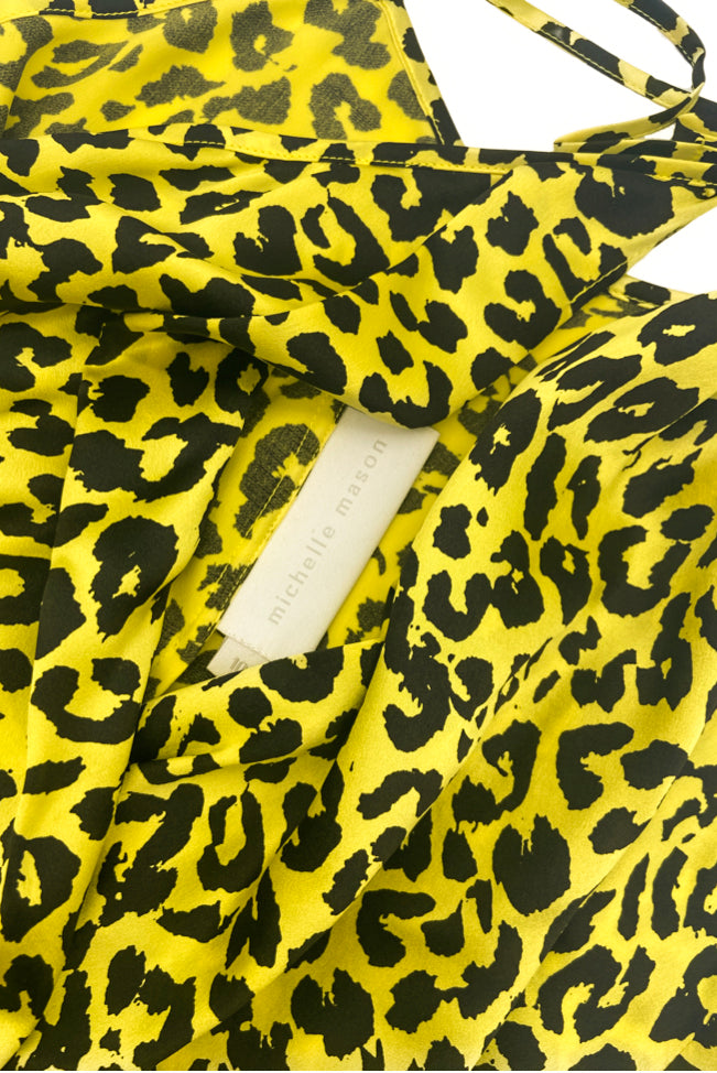 Michelle Mason Yellow Leopard Silk Body Suit PaumeLosAngeles