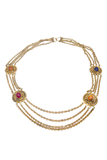 Les Bernard Gold Chain Gripoix Boho Belt Necklace with Gemstones