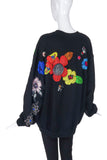Lou de Betoly Black Sweatshirt with Multicolor Patch Embellishments