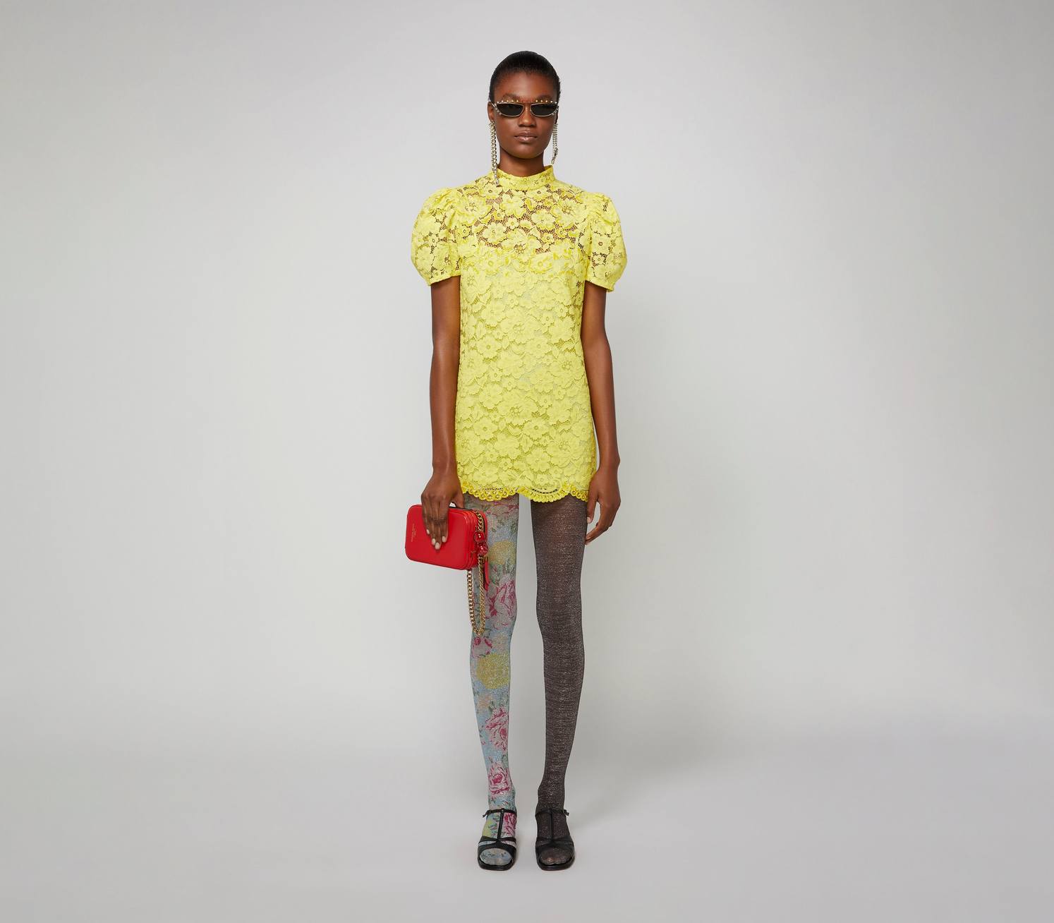 Marc Jacobs Bright Yellow Lace Mini Dress with Sequin Marc Jacobs Bright Yellow Lace Mini Dress with Sequin