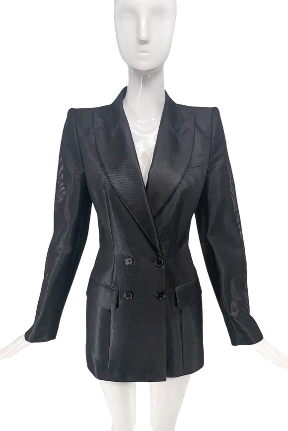 Alexander McQueen Black Mesh 90's Razor Sharp Semi Sheer Suit
