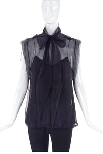 Marc Jacobs Black Chiffon Bow Blouse and Camisole