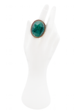 Stephen Dweck Malachite Bronze Oval Faceted Bohemian Ring