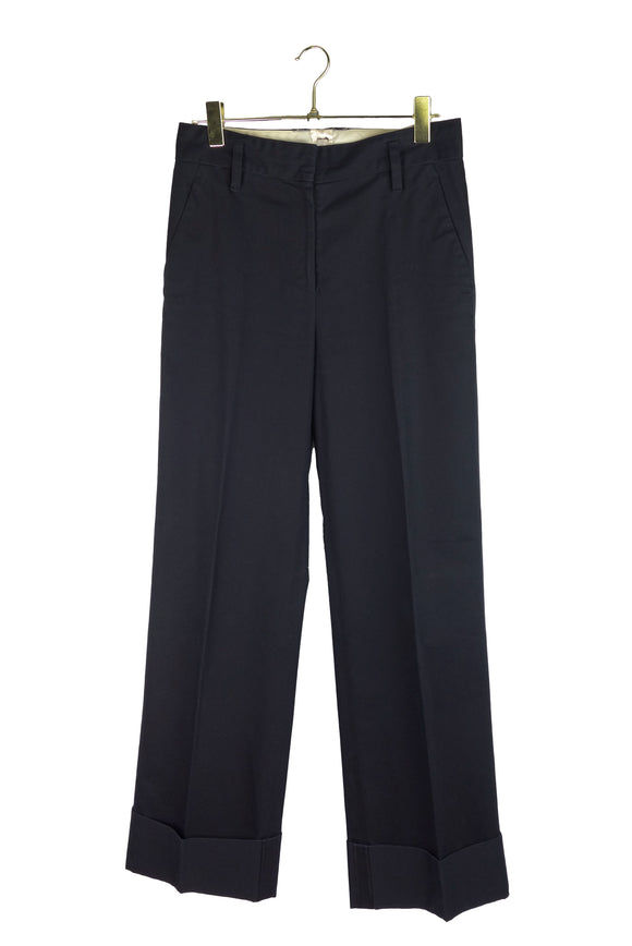 Marc Jacobs Navy Blue High-Waisted Large Cuff Trousers