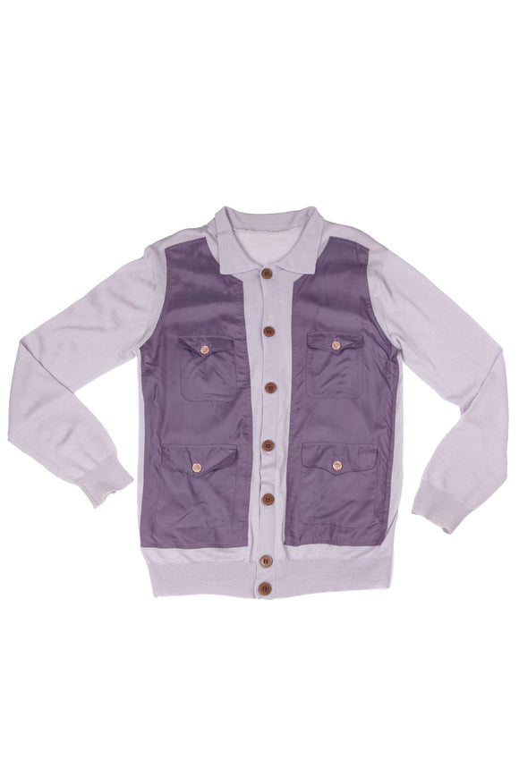 Marc Jacobs Purple Nylon and Knit Collared Cardigan