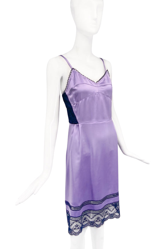 Marc Jacobs Liz Taylor Purple Lavender Silk Bustier Inlay Slip Dress