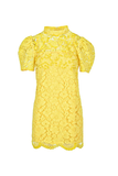 Marc Jacobs Bright Yellow Lace Mini Dress with Sequin Embellishment