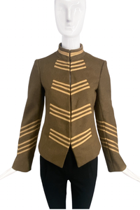 Marc Jacobs Green Khaki Military Band Leader Stripe Jacket