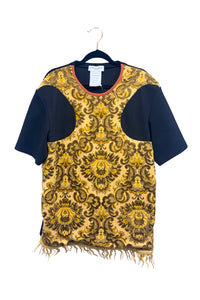 Marine Serre Gold Label Golden Yellow Tapestry Texture T-Shirt