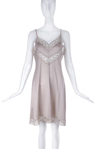 Vintage Mauve Negligee Slip Dress with Lace Details