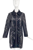 Alexander McQueen McQ Black Patent Leather Cut Out Perforated Coat Jacket