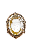Vintage Cameo Caramel Rhinestone & Clear Glass Broach