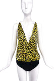 Michelle Mason Yellow Leopard Silk Body Suit