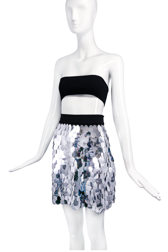 Milly Silver Large Paillette Mini Skirt