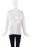 Miu Miu White Nylon Cardigan with Gold Buttons - BOUTIQUE PURCHASE PRICE