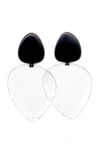 Monies Oversized Oval Lucite and Black Ebony Earrings