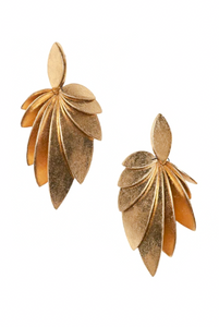 Monies Gold Palm Leaf Statement Earrings