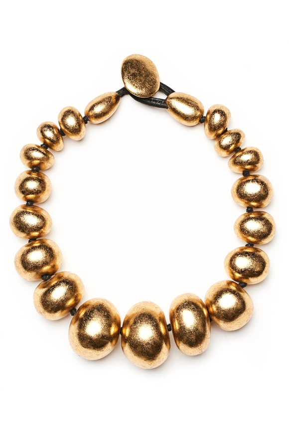 Monies Gold Large Round Bead Statement Necklace