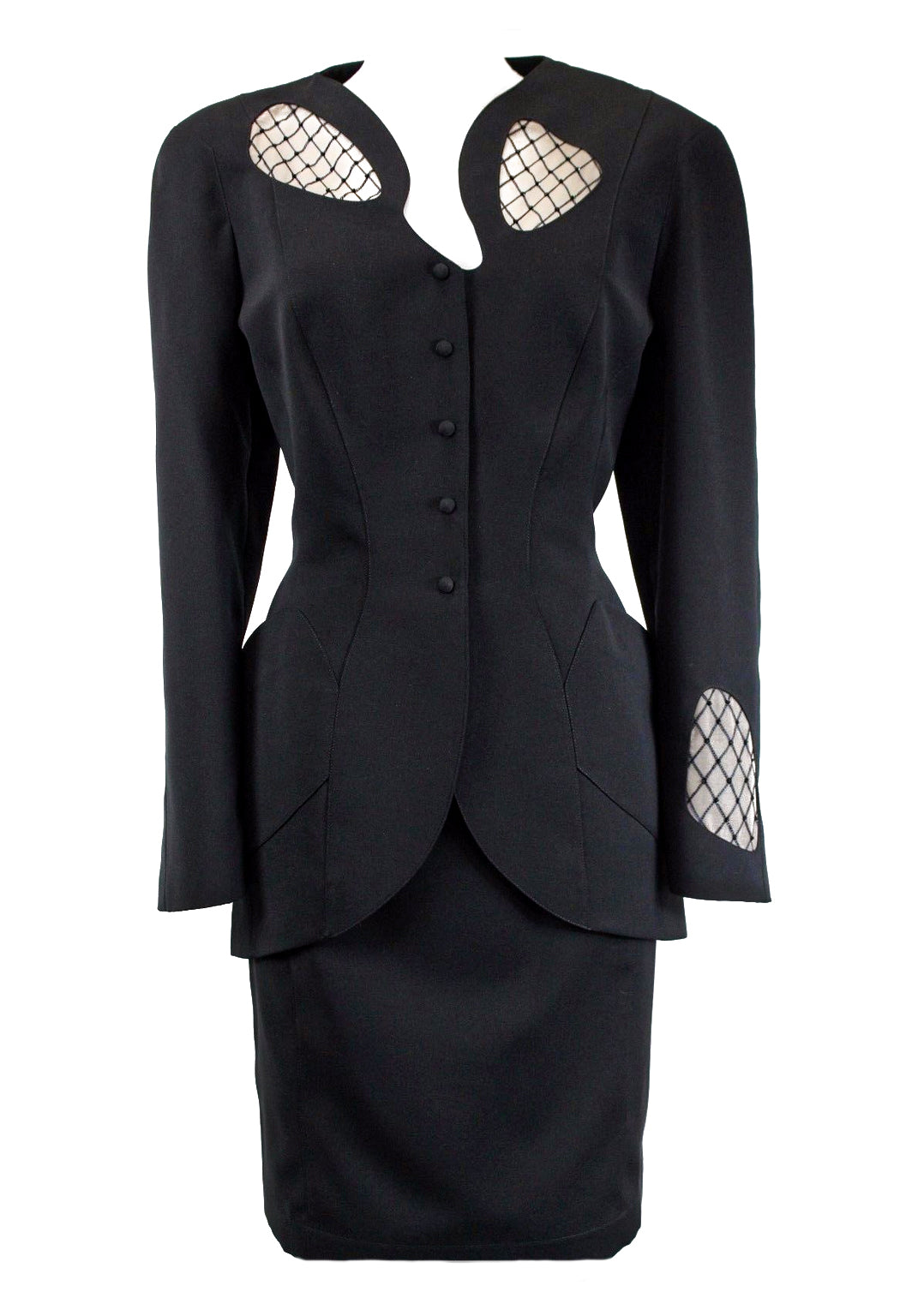 Thierry Mugler Black Suit with Cut-Out Details and Netting 