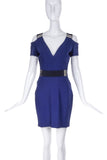 Mugler Navy Blue Mini Dress with Silver Hard Ware Details
