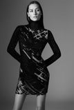 Mugler Black Beaded Abstract Sequin Embellished Pattern Sheer Gown Dress