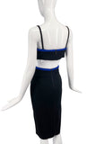 Mugler Black Body Con Cut Out Dress with Cobalt Blue Trim