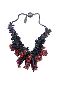 Nina Ricci Obsidian Shard Necklace with Red and Orange Crystal Beads FW2009