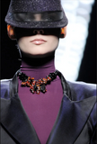 Nina Ricci Obsidian Shard Necklace with Red and Orange Crystal Beads FW2009