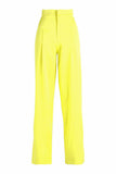 NineMinutes Italy Neon Yellow Satin Criss Cross Crop Suit Top