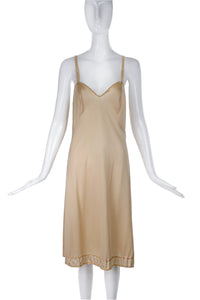 Vintage Nude Tone Negligee Slip Dress with Lace Details