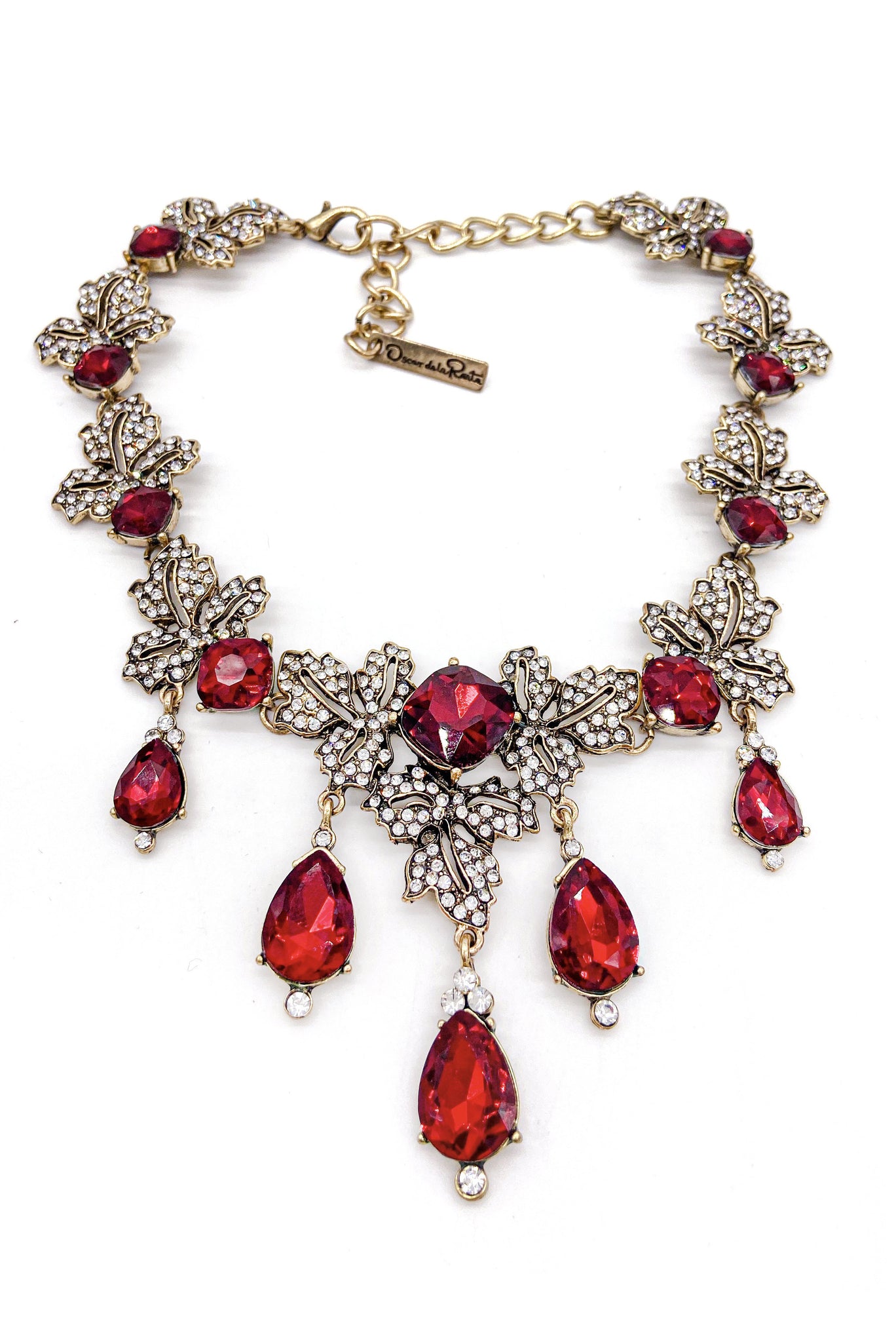 Georgian Revival Ruby Red & 14K Gold GP filigree Bib Statement necklace  lucite | eBay