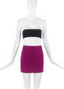 Ozbek Purple Knit Mini Stretch Skirt 1990's