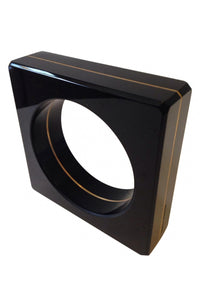 Paco Rabanne Black Glass and Gold Metal Square Bangle by Amélie Riech