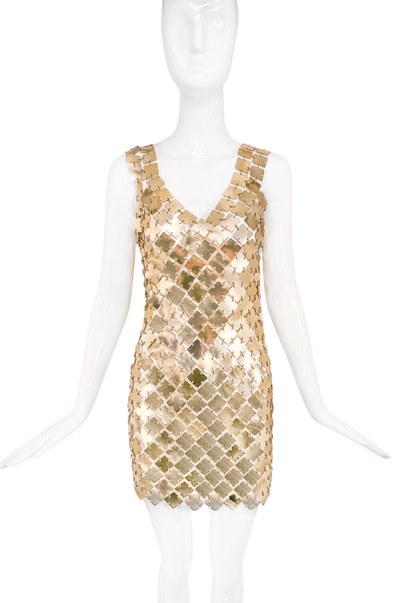 Paco Rabanne Gold Vintage Square Mini Dress