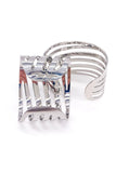 Thierry Mugler Silver Metallic Chrome Minimalistic Cut Out Swirl Cuff Bracelets