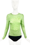 Paloma Wool Barcelona Green Swirl Print Crop Top with Front Gathering