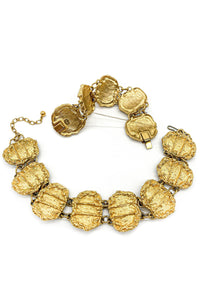 Pauline Trigère Gold Textured Choker with Matching Bracelet - BOUTIQUE PURCHASE PRICE