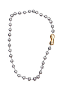 Cruize "Sébastien" Silver Ball Chain Necklace with Gold Bullet Closure