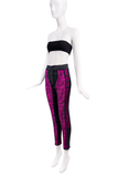 Phi Fuchsia Pink Leggings with Black Lace and Sheer Inserts