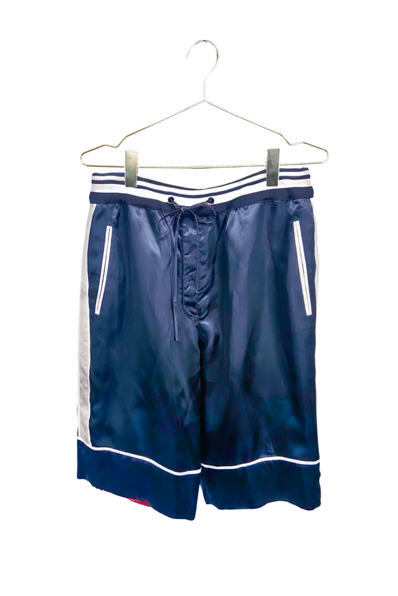 Phillip Lim 3.1 Blue Satin Boxer Shorts with Varsity Strips