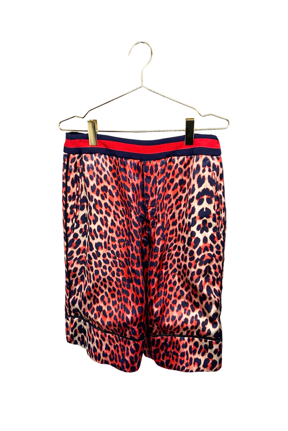Phillip Lim 3.1 Red Neon Blood Orange Leopard Print Silky Shorts Pants
