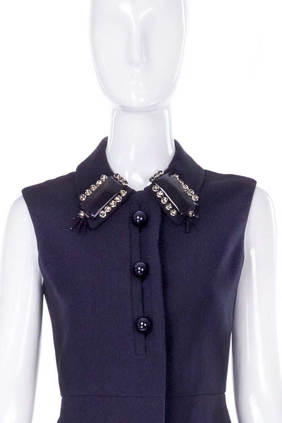 Prada Dress / Vest with Black And Crystal Collar Embellishments FW2012 - BOUTIQUE PURCHASE PRICE
